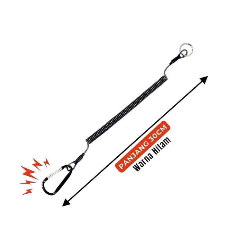 Tali Per Spiral Karabiner Gantungan Kunci Carabiner Aksesoris Alat Pancing Kunci Motor Lanyard