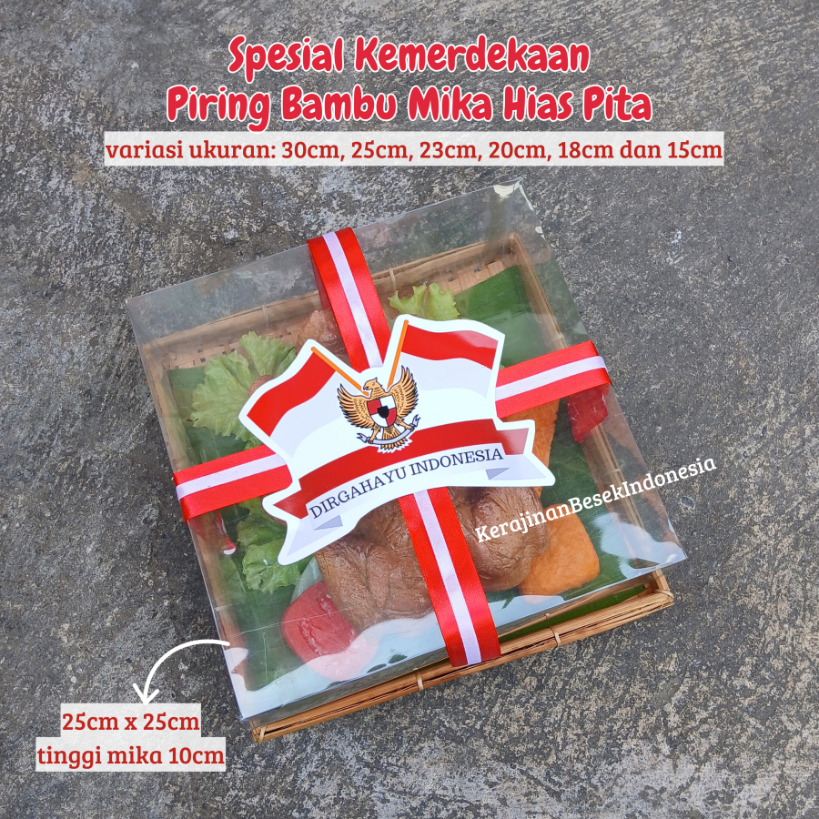 SPESIAL HUT RI PIRING KOTAK MIKA PITA BENDERA MERAH Box hampers kemerdekaan nasi kuning ayam jajanan