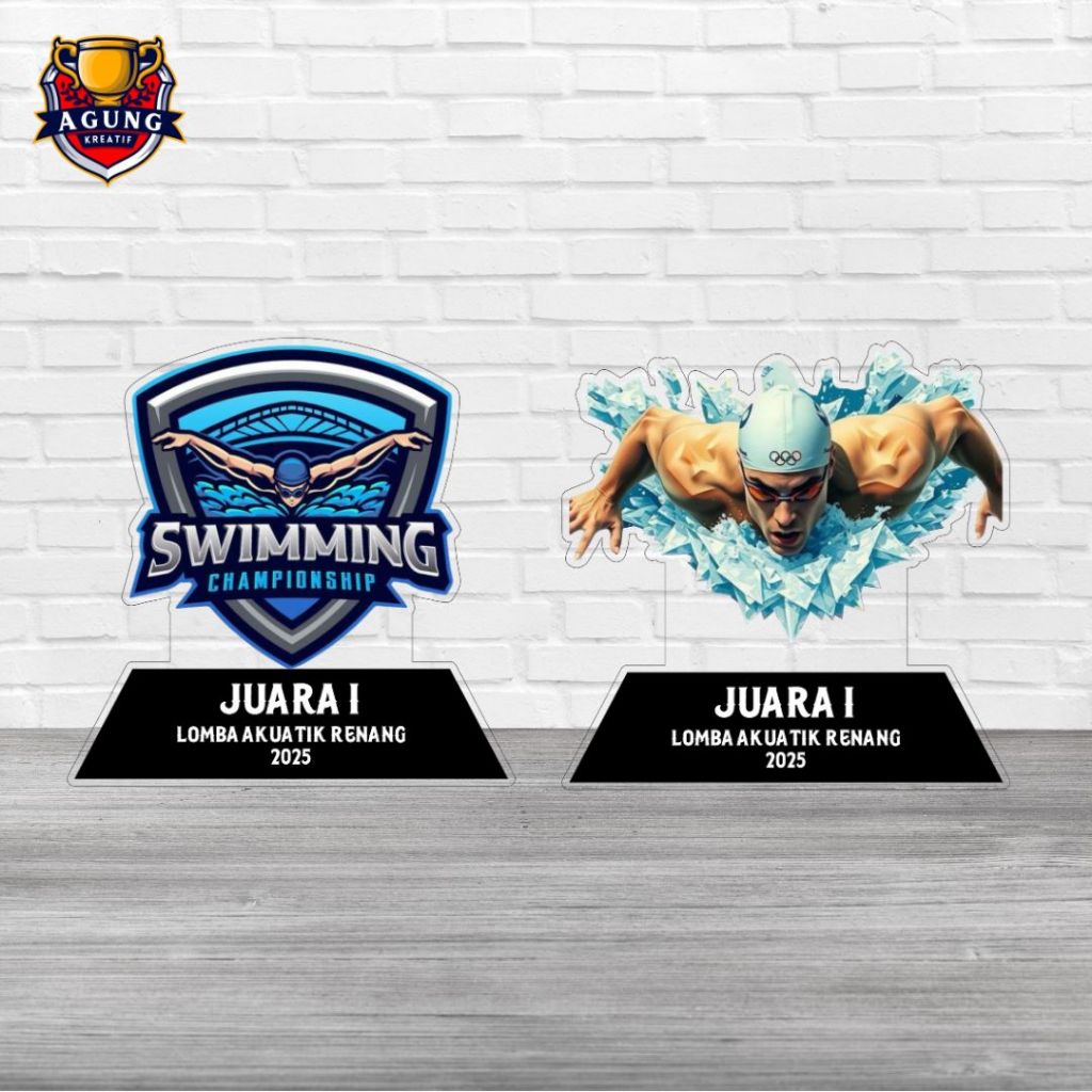 Plakat Akrilik Cabor Renang | Trofi Akrilik Lomba Cabor Berenang