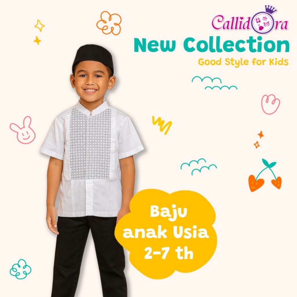setelan koko putih anak laki premium/koko muslim anak 2th-7th/setelan koko anak laki READY/koko anak