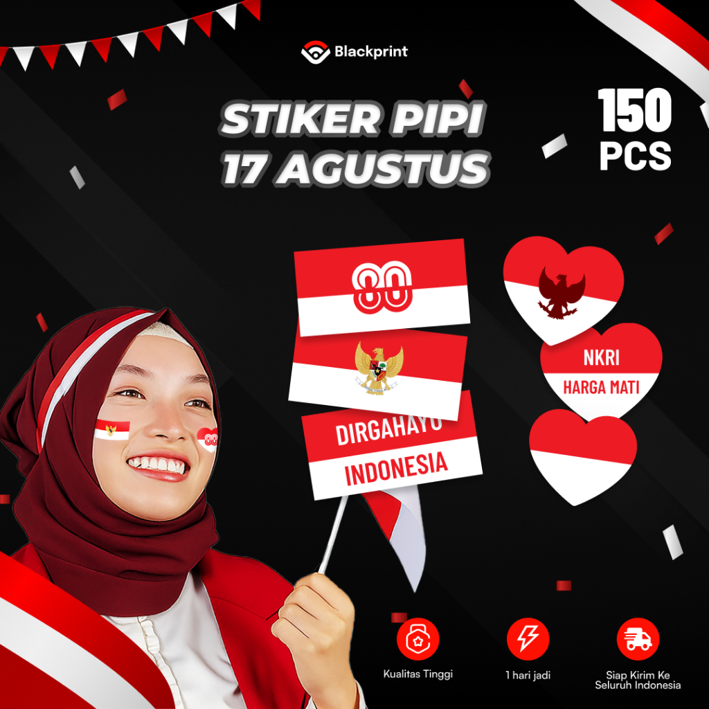 

[150 pcs] Stiker Pipi 17 Agustus / Stiker Pipi HUT RI