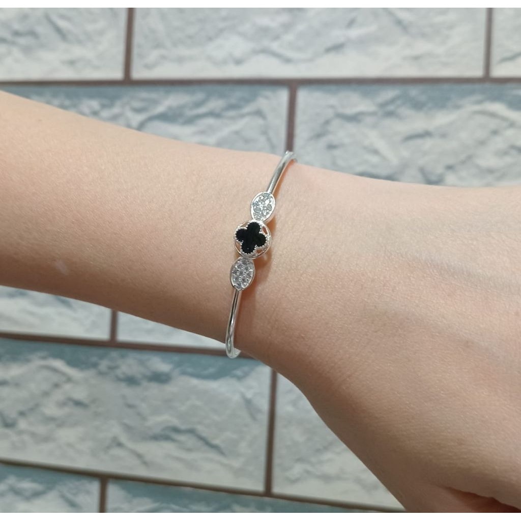 Gelang Bangle Perak Asli Silver 925 Clover Mata