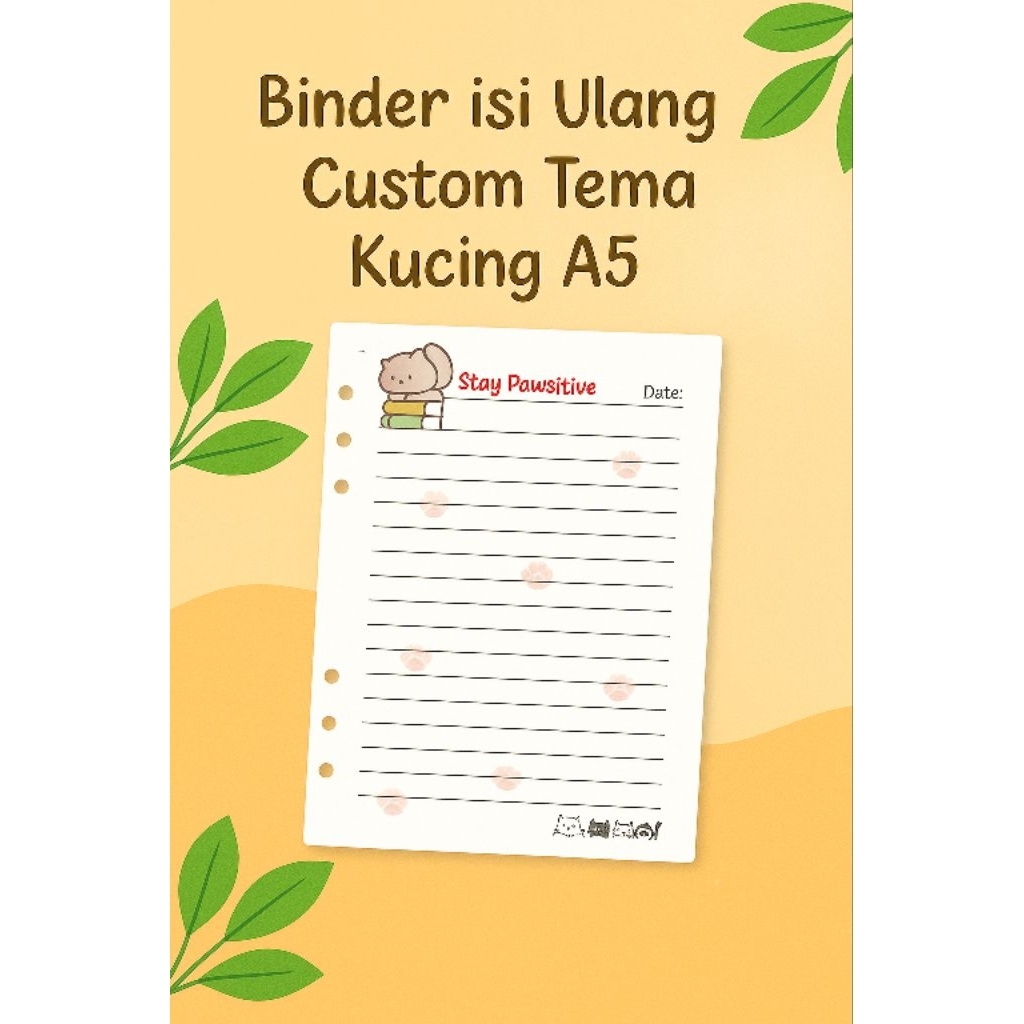 

Loose Leaf A5 custom - Tema Kucing lucu buku kampus jurnaling buku sehari-hari
