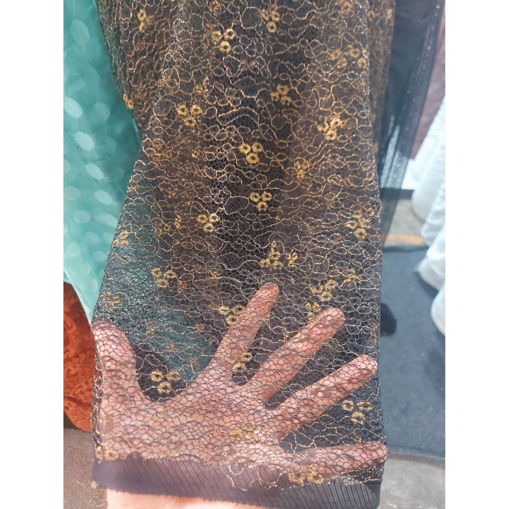 kain brokat premium  - kain brokat kebaya  - kain brokat katun original - kain brokat luxury ( hitam