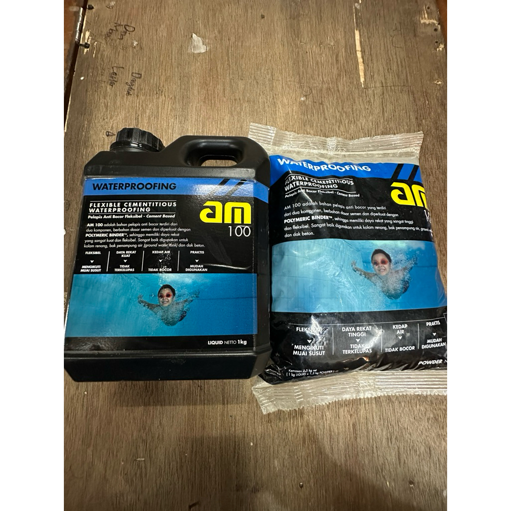 am 100 pelapis anti bocor fleksibel semen plus cairan AM 100 - PELAPIS ANTI BOCOR SANGAT ELASTIS kem