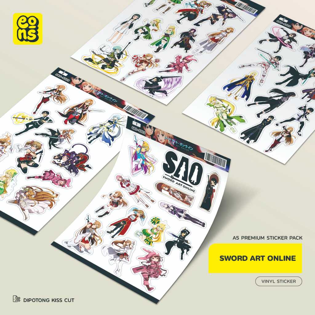 

Stiker Pack Anime SWORD ART ONLINE Waterproof Aesthetic- untuk Laptop, Motor, dan Helm - Paper Stationery