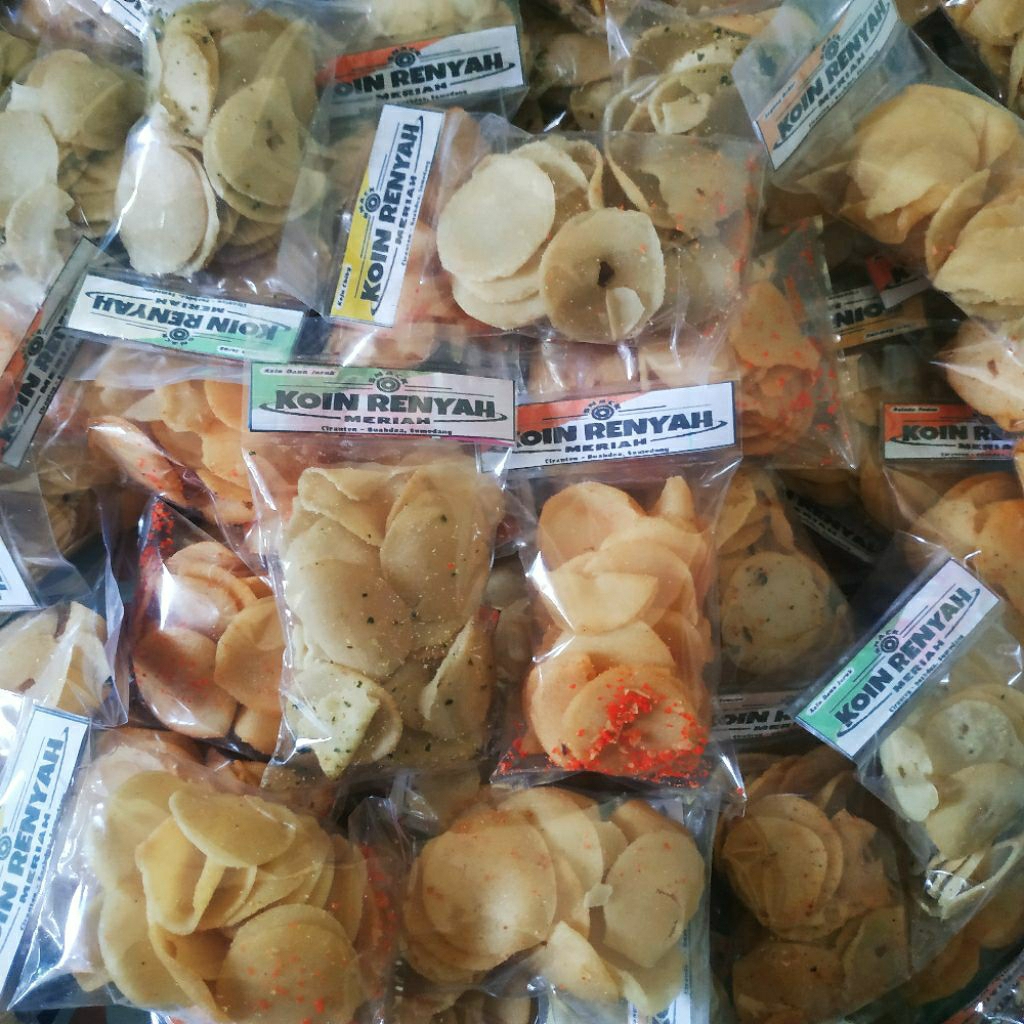 

PAKET 20PCS SNACK KERIPIK KOIN RENYAH KEMASAN SACHET 16GRAM (Bisa untuk di jual kembali)