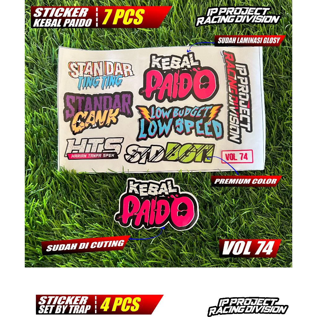 

STIKER KEBAL PAIDO, STANDAR GANK , HTS, STD BANGET, 7 PCS SUDAH LAMINASI DAN CUTING VOL 74