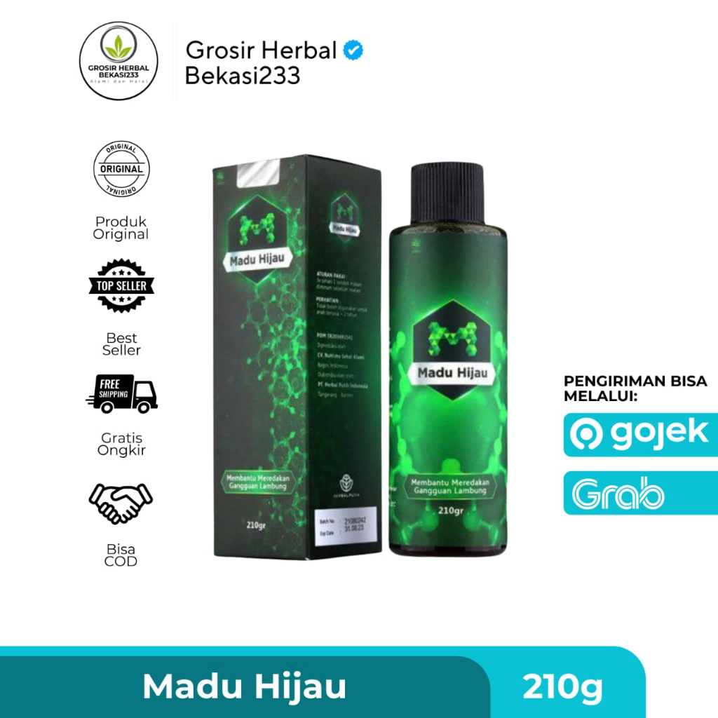Madu Hijau Asli Herbal | Madu untuk Lambung, Maag & Asam Lambung (BPOM)