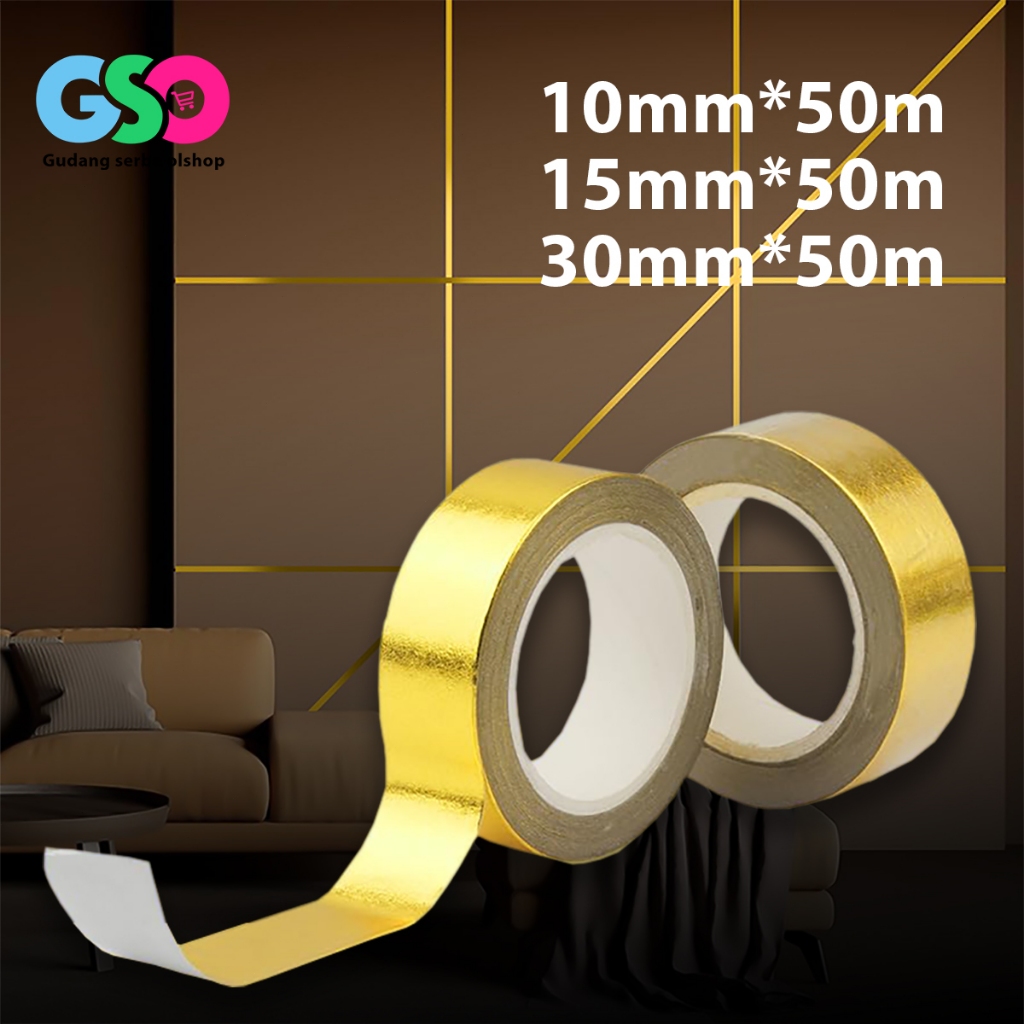 50M Gold Selotip Masking Tape Emas Gulungan Sticker Untuk Diy Scrapbooking Dan Dekorasi Dinding