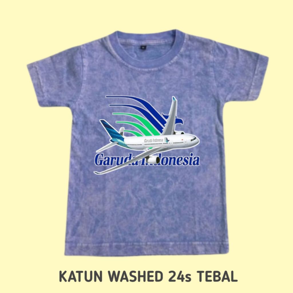 Garuda Indonesia Kaos Anak Motif Pesawat Garuda Indonesia Katun Washed