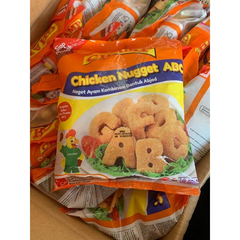 

CHAMP CHICKEN NUGGET ABC / NAGET AYAM KOMBINASI HURUF ABJAD 225GR