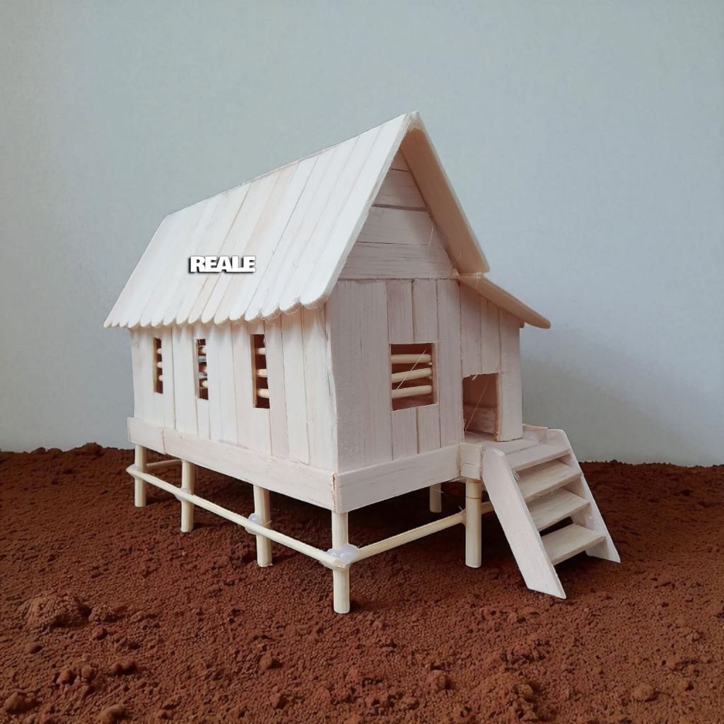 miniatur rumah adat boyang mandar sulawesi barat stik eakrim LED