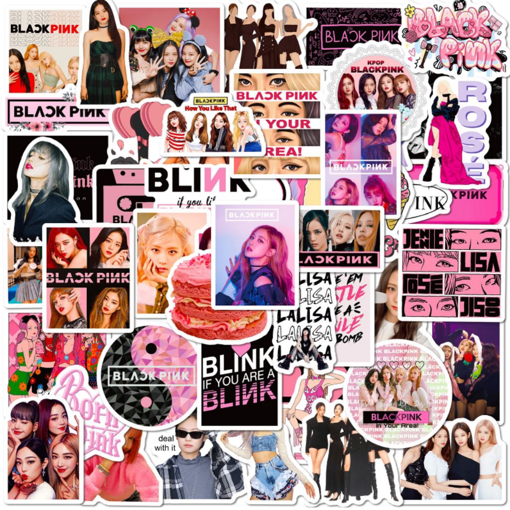 

[50 Pcs] DECO STICKER | STICKER DIY | JURNAL AESTHETIC blackpink kombinasi merah muda trendi blackpink stiker koper komputer grafiti trendi grup gadis