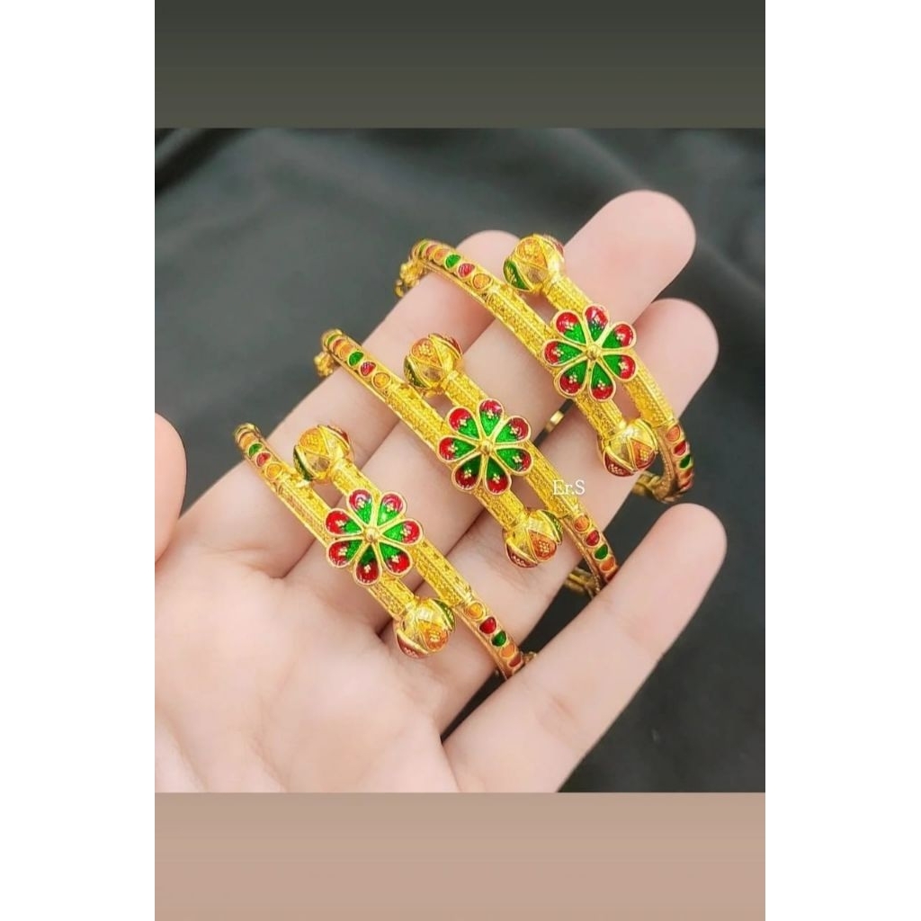 gelang dubai motif bunga lapis emas