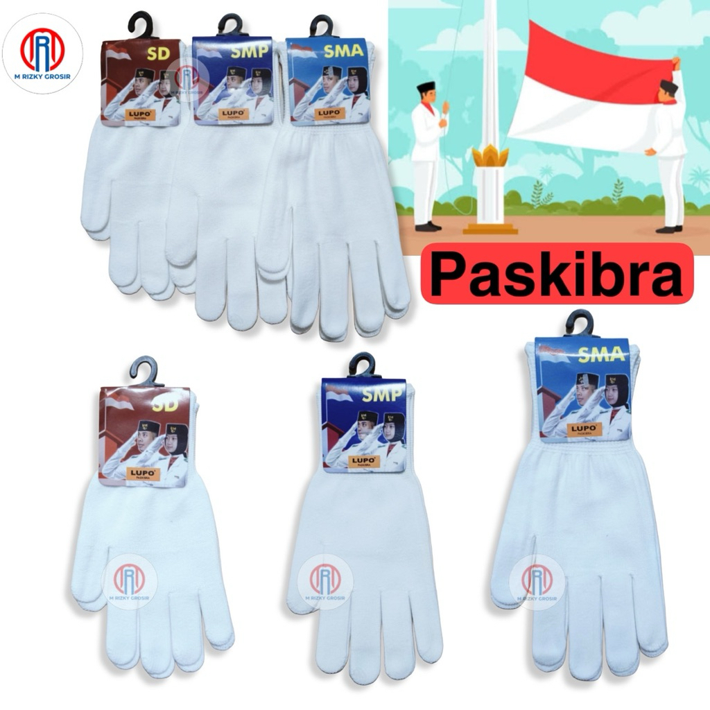 Grosir (6&12 Pasang) Sarung Tangan Putih Anak SD,SMP,SMA/Sarung Tangan Paskibra/Sarung Tangan Upacar