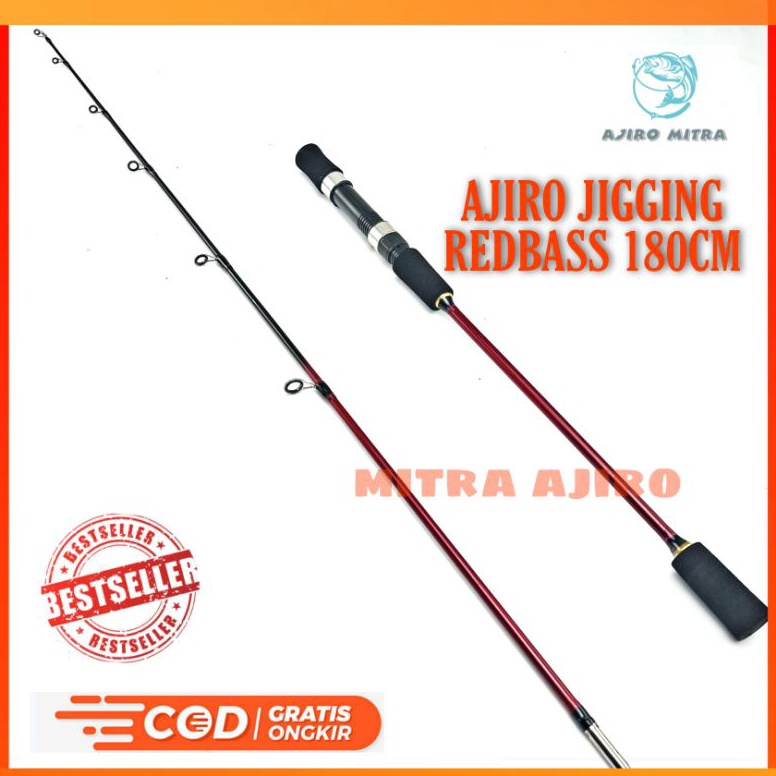 Khusus hari ini Joran pancing Jigging fiber solid kaku 12 lbs drag 15 kg Ajiro Redbass 15 165 18 198