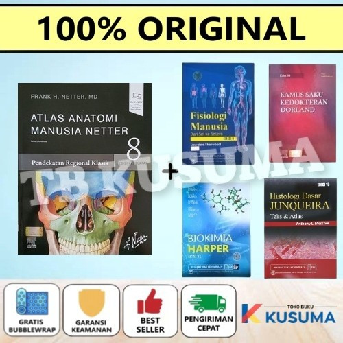 PAKET BUKU ATLAS NETTER FISIOLOGI SHERWOOD HISTOLOGI JUNQUEIRA BIOKIMIA HARPER KAMUS SAKU DORLAND - 