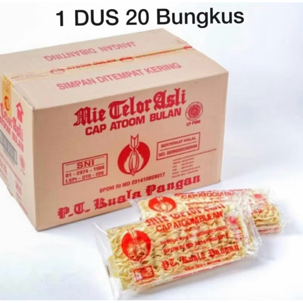 

[Kargo] Mie Telor / Telur Asli Cap Atom / Atoom Bulan 1 Dus / Karton Dos isi 20 pcs x 200gr gram