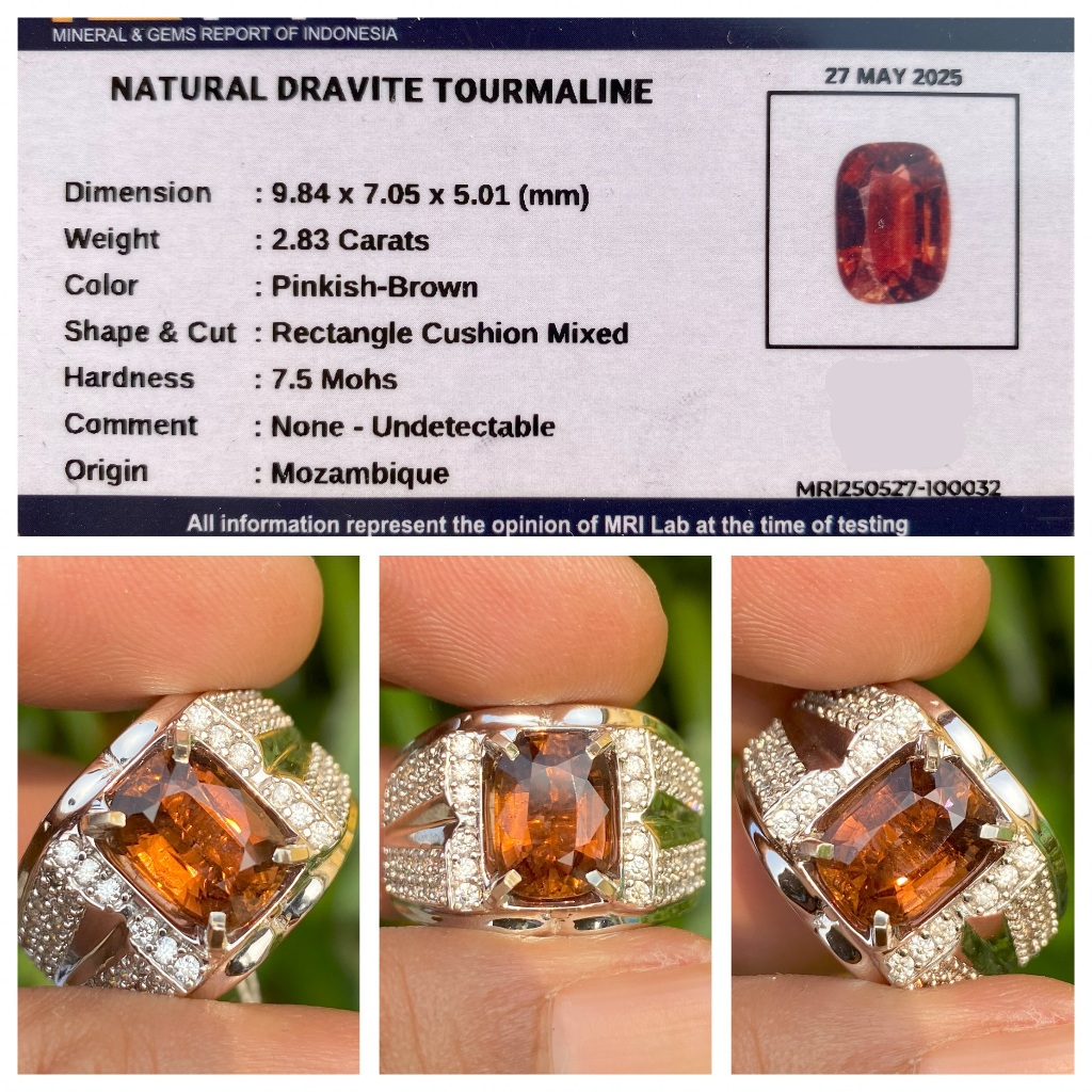 Natural 2.83ct dravite brown tourmaline ring perak