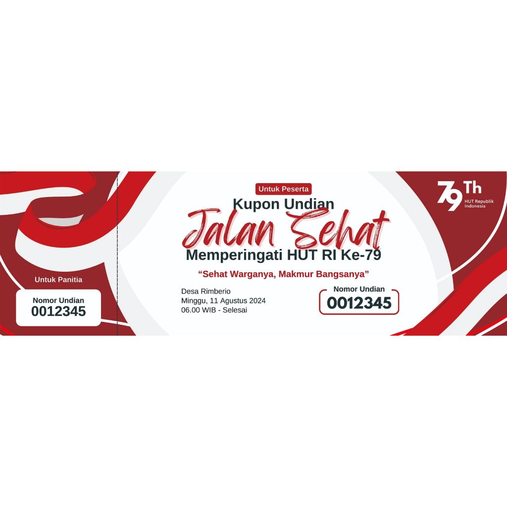 Cetak Kupon Undian Jalan Sehat 17 Agustusan Custom Free Design Karcis Masuk Parkir Tiket Wisata Kupo