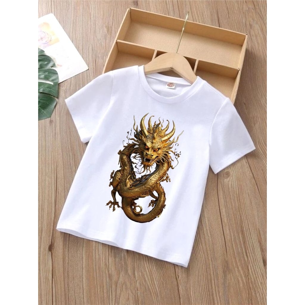 Bajju Kaos Distro Anak Laki-Laki Perempuan Motif NAGA EMAS