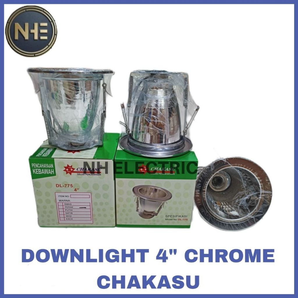 Downlight 4 Inch Silver Housing Chakasu - Rumah Lampu Plapon 4 Inch Stanliess Chakasu - Downlight Pl