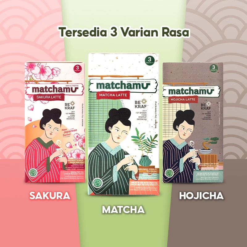 

MATCHAMU Japanese Latte Series-Sakura Latte-Matcha Latte-Hojicha Latte 72g
