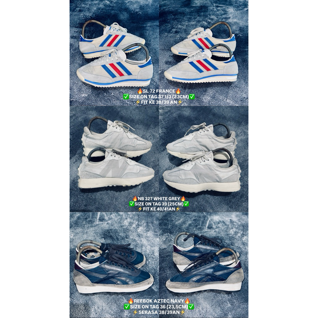 SL72 FRANCE / NB 327 WHITE GREY / REEBOK AZTEC NAVY