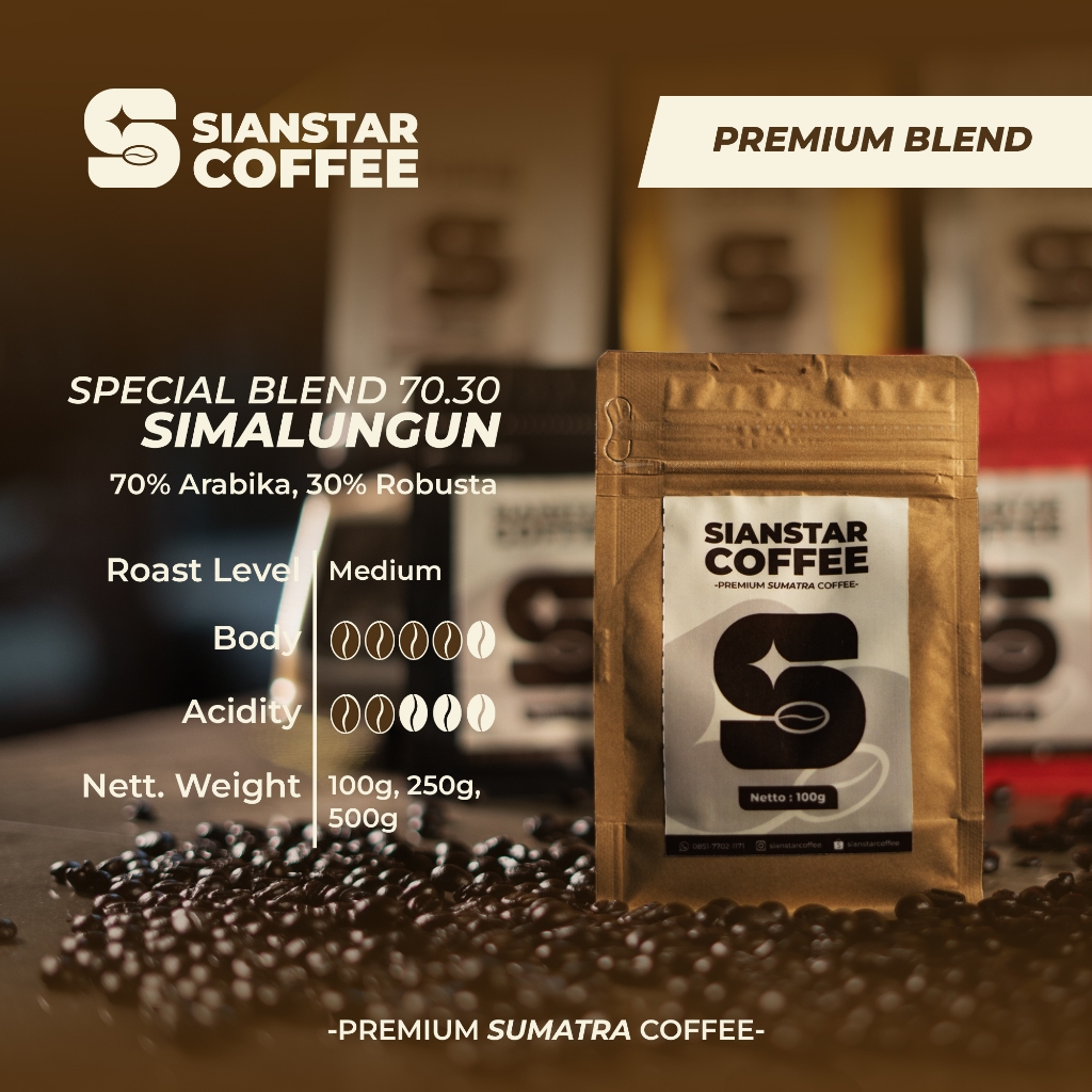 

Sianstar Coffee - Blend Arabika-Robusta Simalungun Biji Bubuk 70% Arabika 30% Robusta