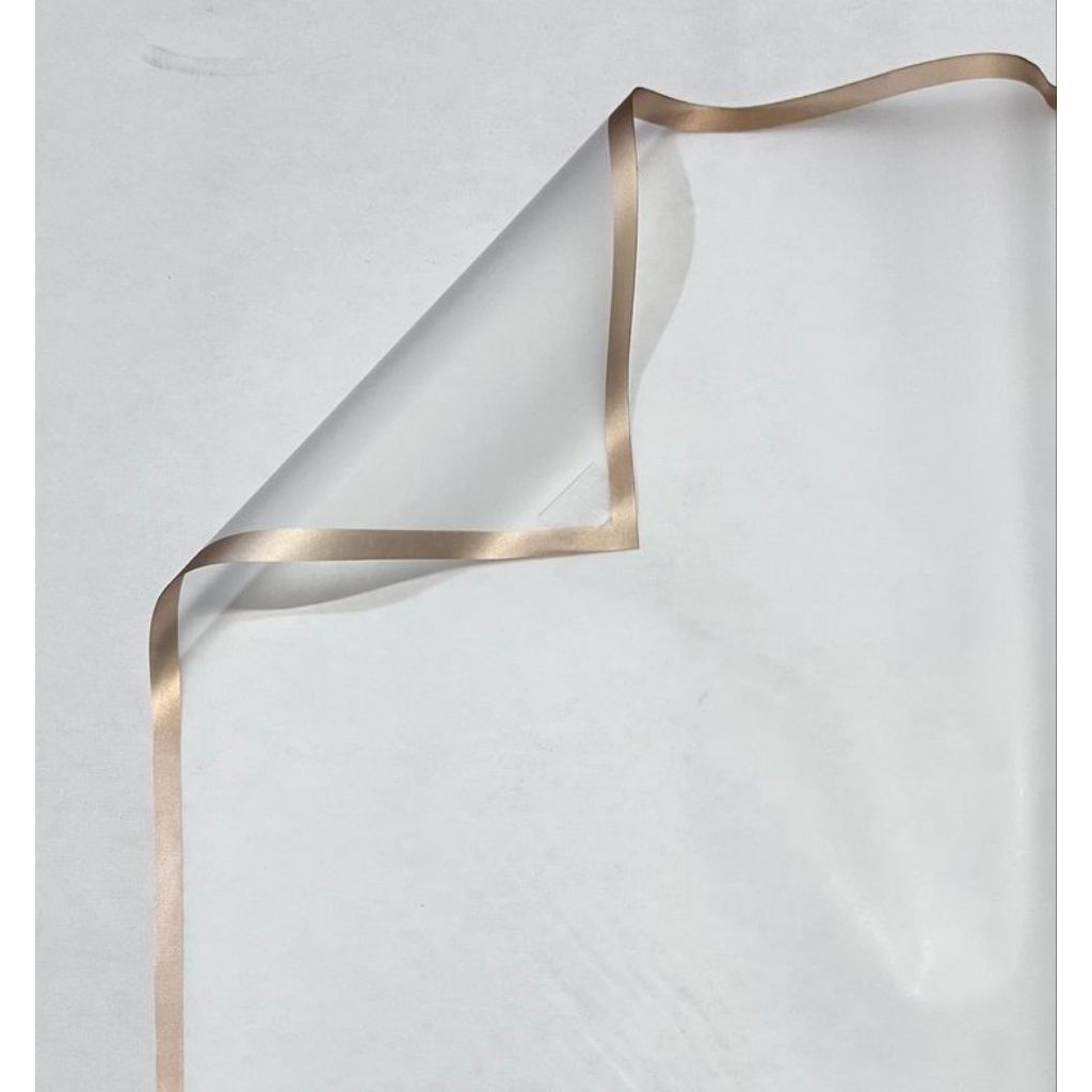 

kertas cellophane warna putih list gold. 5 lembar