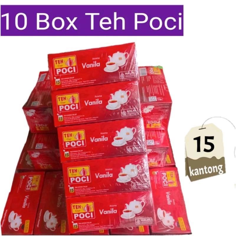 

( PAKET 10 PACK ) Teh Cap Poci 15 Kantong - Teh Celup Vanilla / Melati - WNN Shop Hemat