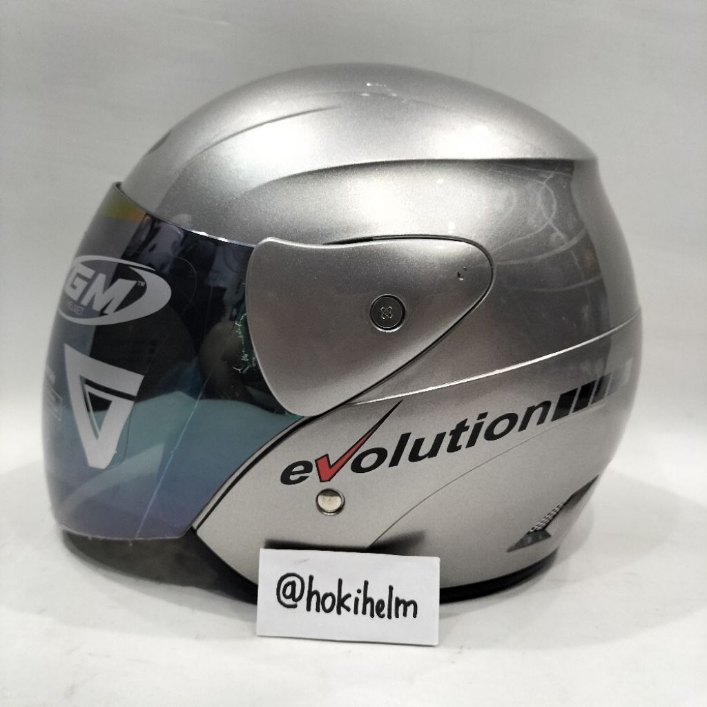 Helm GM Evolution Solid Dark Grey Original Kaca Pelangi Helm Half Face