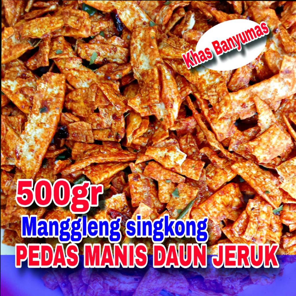

Keripik singkong pedas manis Daun jeruk 500gr/manggleng pedas/balung kethek Pedas manis