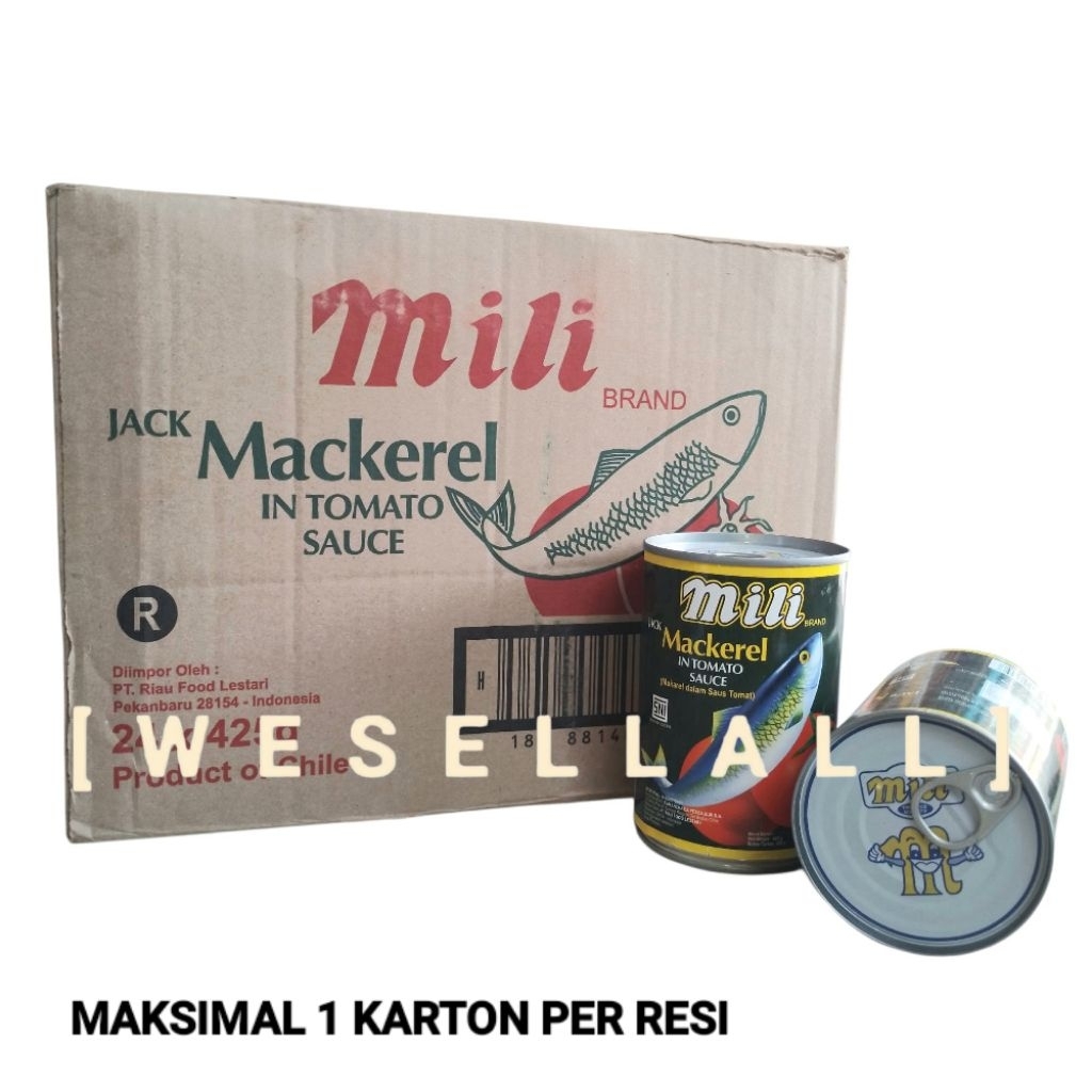 

Sarden Mili Mackerel Tutup Putih PER KARTON Isi 24 Kaleng @ 425 gr | 0002SPC