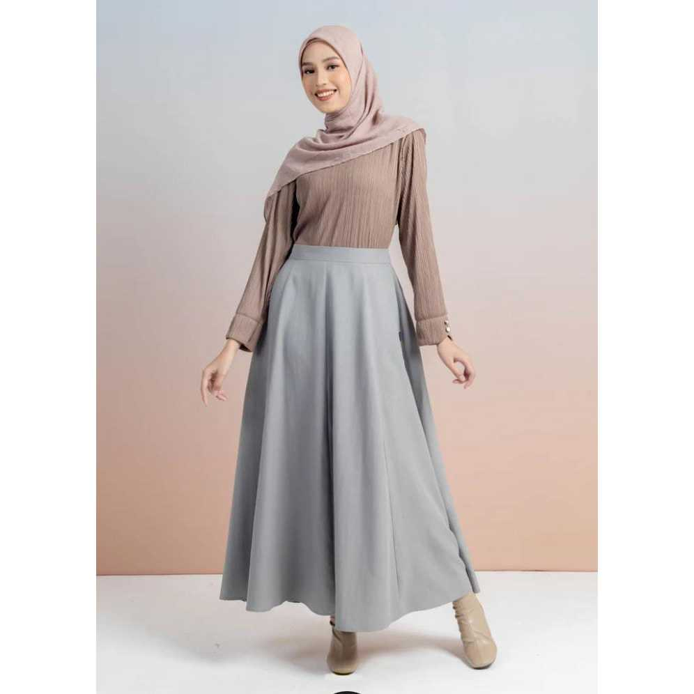 ELZATTA ROK KATUN FLARE POLOS ELZATTA BAWAHAN SKIRT