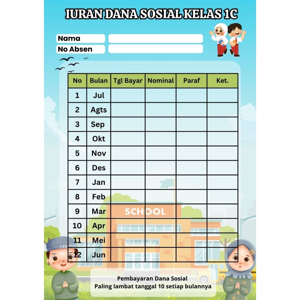 

CETAK FORM IURAN KAS KELAS SD, SMP, SMA, DLL