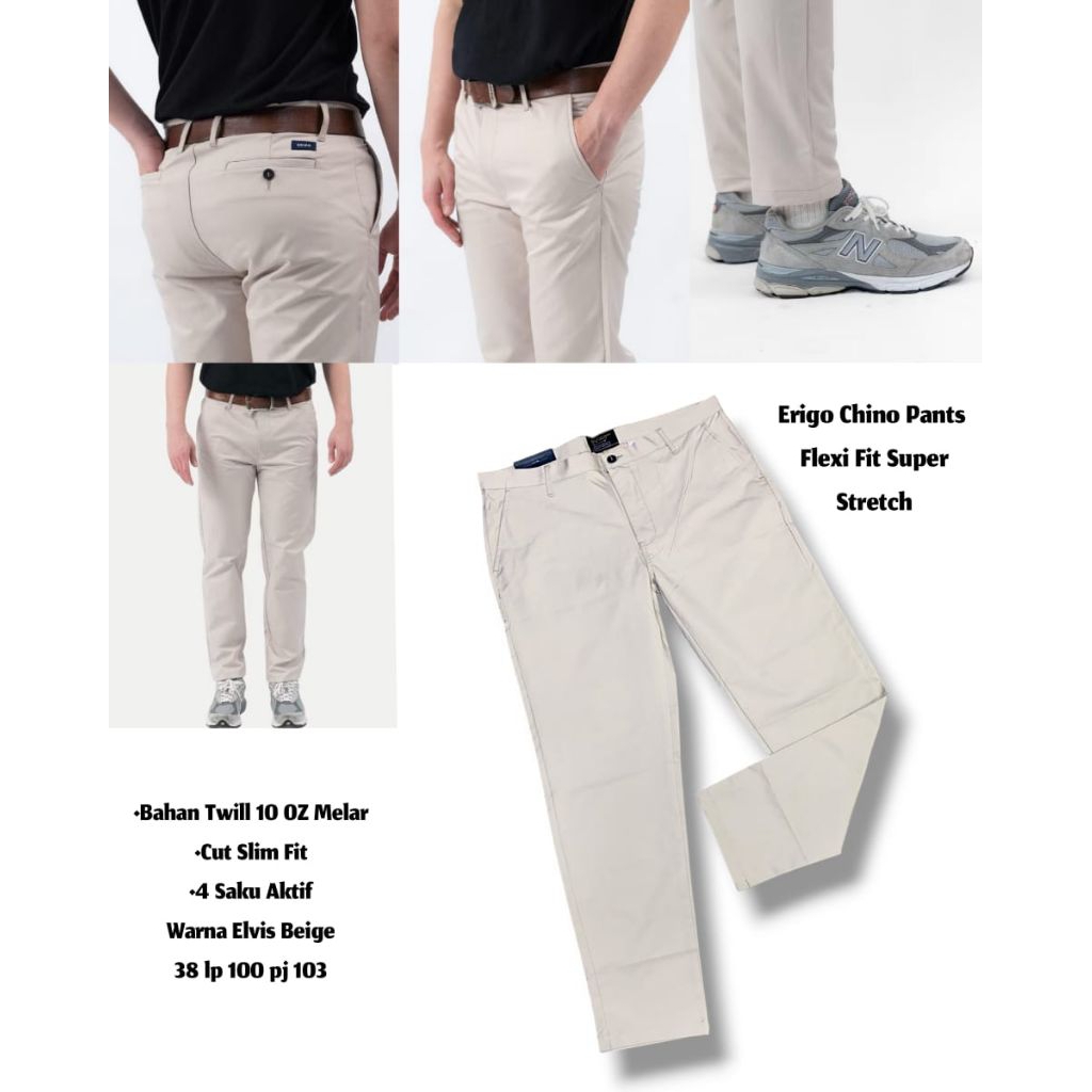 (GITA BRANDED) CELANA CHINOS ERIGO FLEXI FIT SUPER STRETCH
