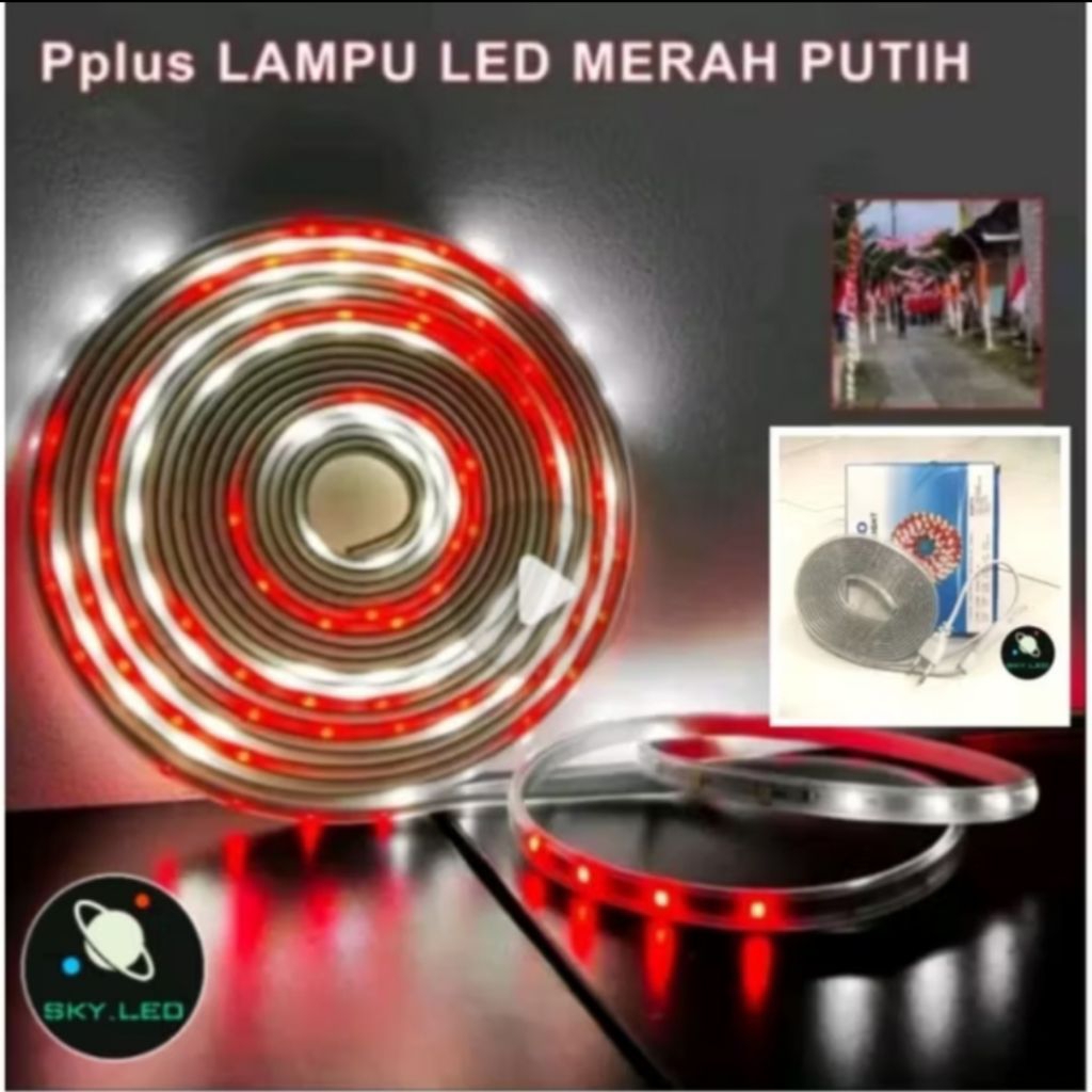 LAMPU LED  MERAH PUTIH STRIP SELANG 6 METER/LAMPU HIAS UNTUK 17 AGUSTUS MERAH PUTIH