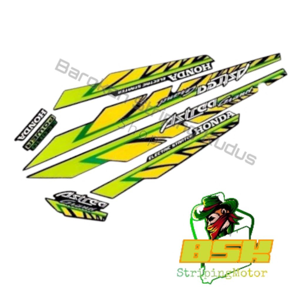 Striping Grand 1993 Standart | stiker bodi motorastrea grand bulus 93 hijau kuning
