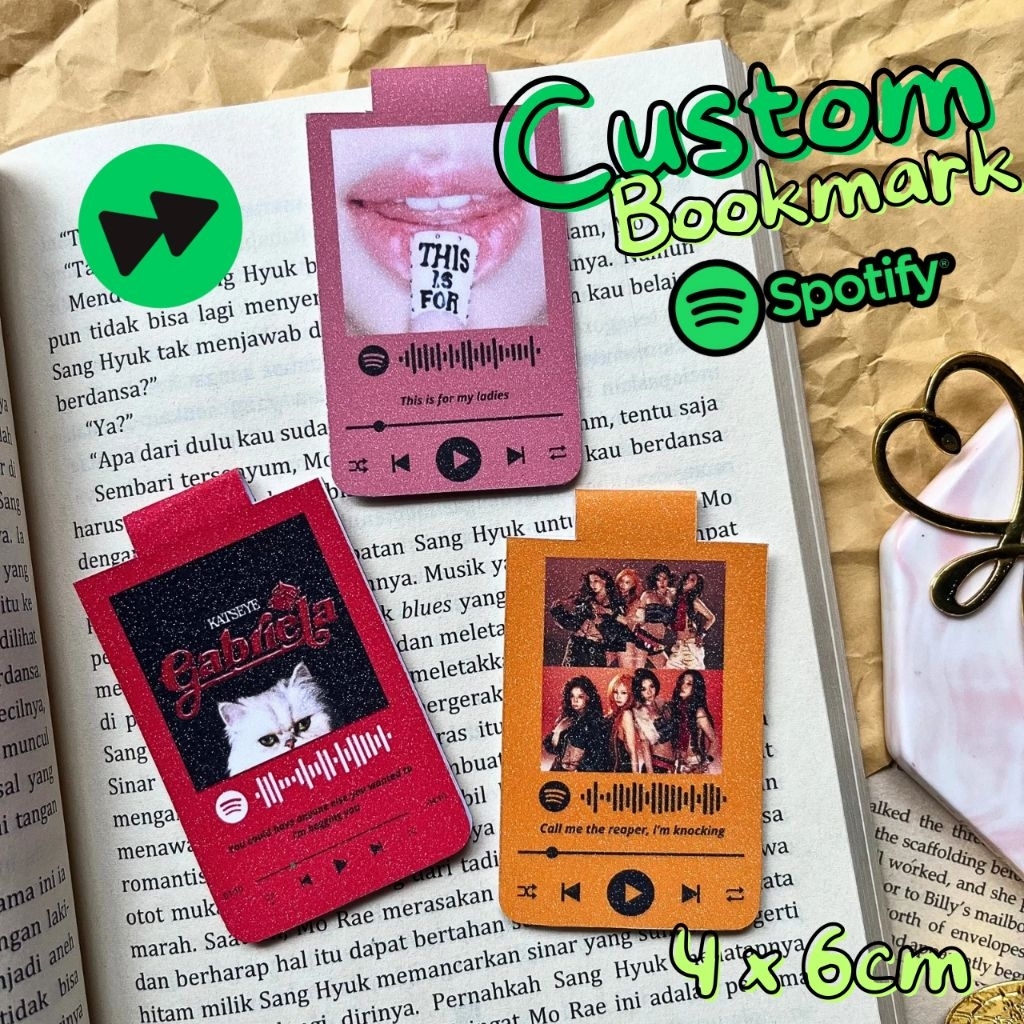 

[ ] 1pcs CUSTOM BOOKMARK SPOTIFY / custom bookmark magnet / bookmark magnet music/ playlist magnet bookmark / Bookmark custom / pembatas Buku magnet custom / bookmark music / custom pembatas Buku aesthetic