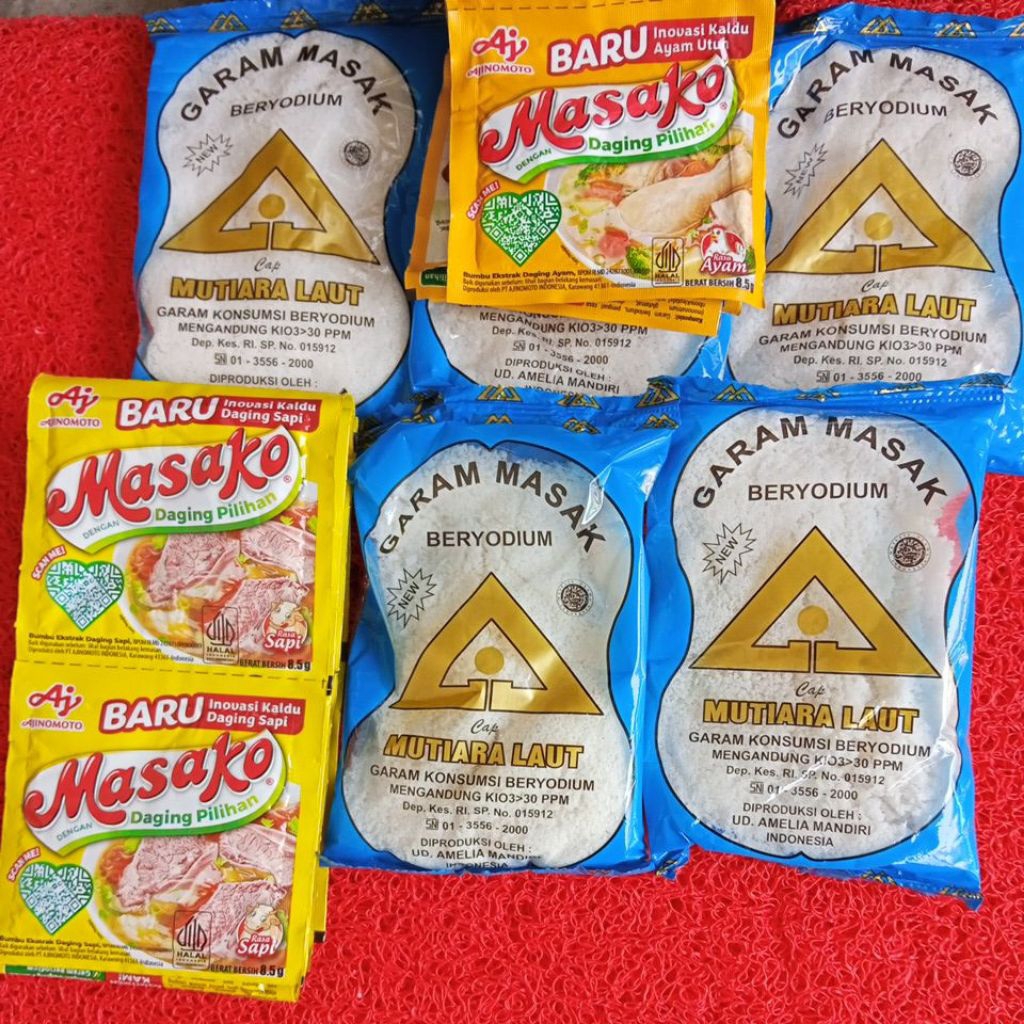 

Kaldu Garam 5+12 Masako Beryodium Inovasi Kaldu daging Ayam & Sapi Penyedap Rasa Meja Dapur Keluarga