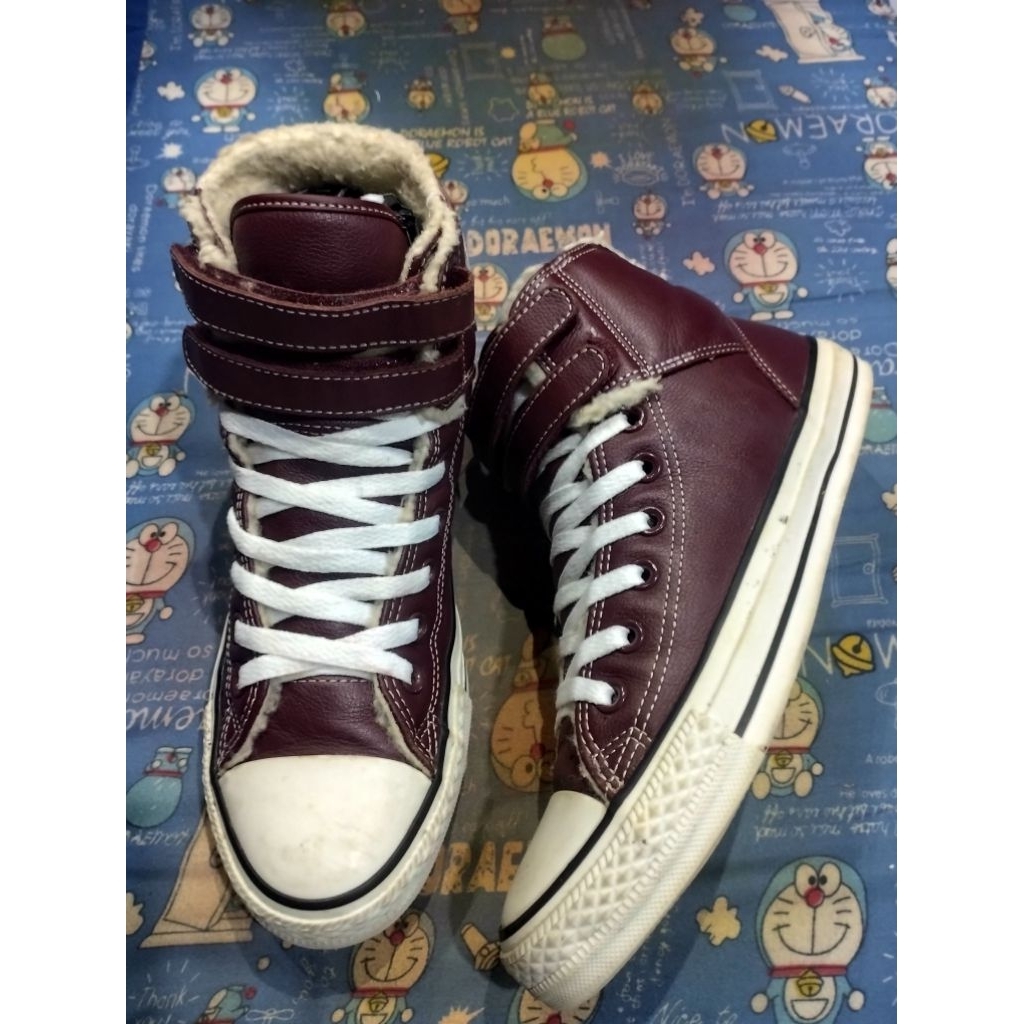 CONVERSE CTAS BURGUNDY RED LEATHER 2 STRAP