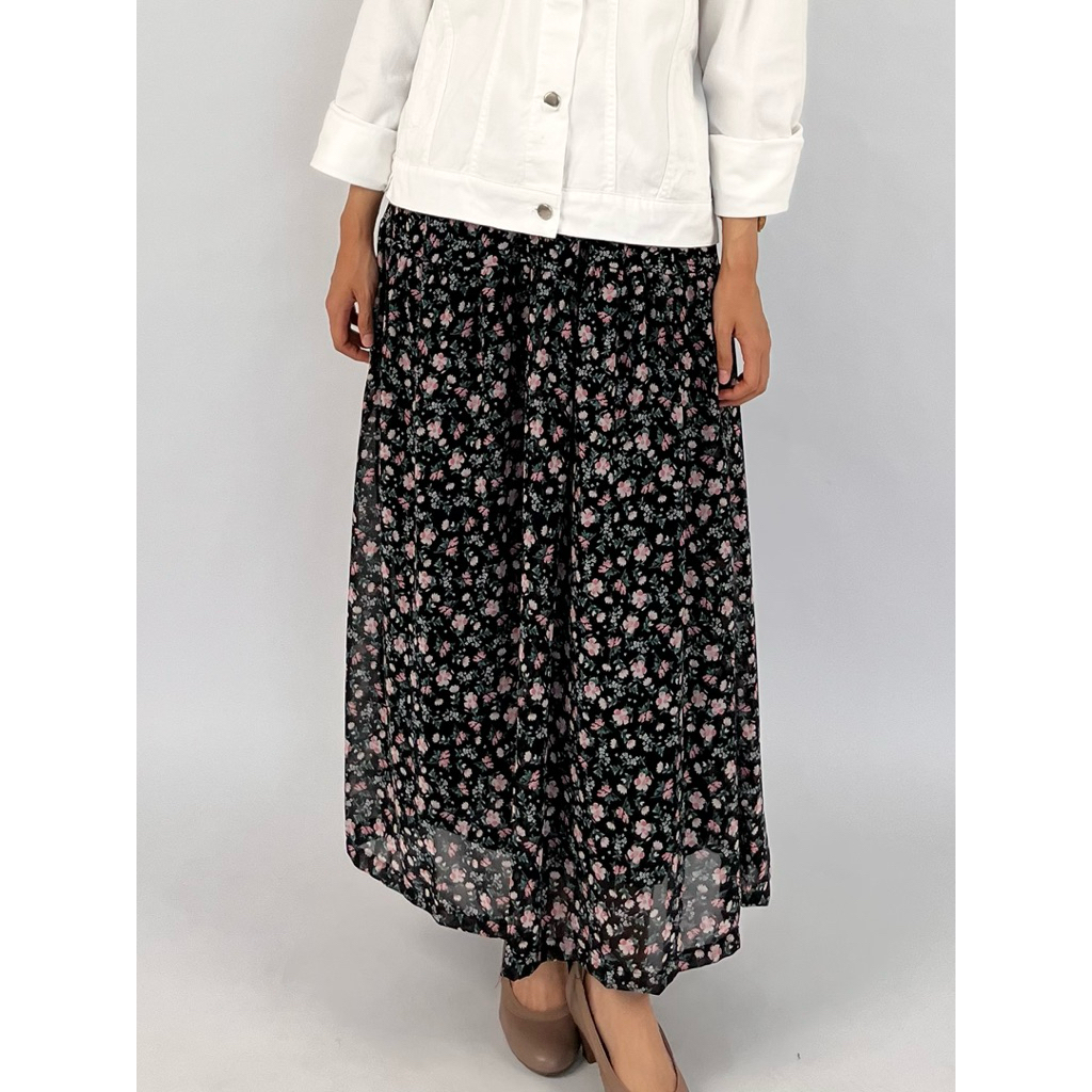 AMITAÉ Studio - Floral Skirt | Rok Sifon Ceruti | Rok Susun Motif Bunga | Rok Rempel | Bawahan Wanit
