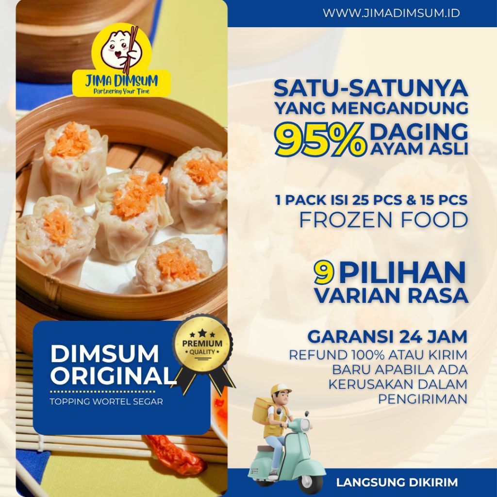 

Dimsum Jima Original Isi 25 Pcs Frozen Premium Halal Enak Cocok Untuk Jualan Full Daging Ayam Asli Bukan Tepung