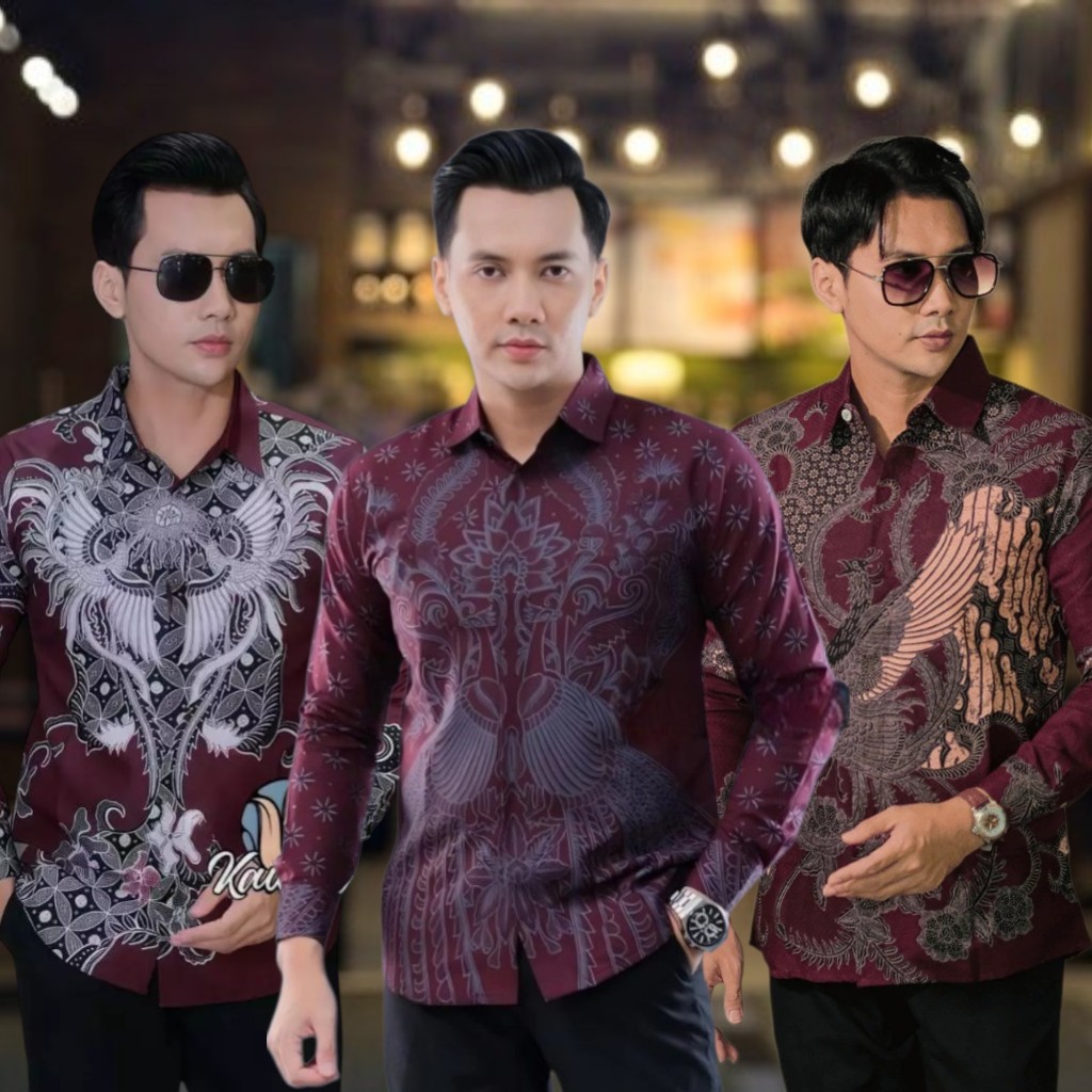 Kemeja Batik Pria Modern Lengan Panjang Casual Modis Slim Fit Trendy Masa Kini OL 162