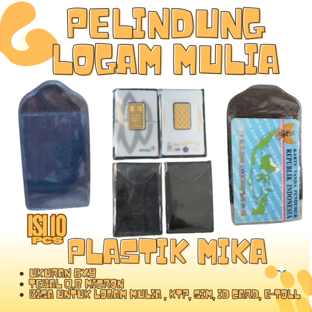 

PLASTIK MIK PELINDUNG LM LOGAM MULIA KTP ID CARD SIM ETOLL KARTU PELAJAR ATM BAHAN PVC TERMURAH