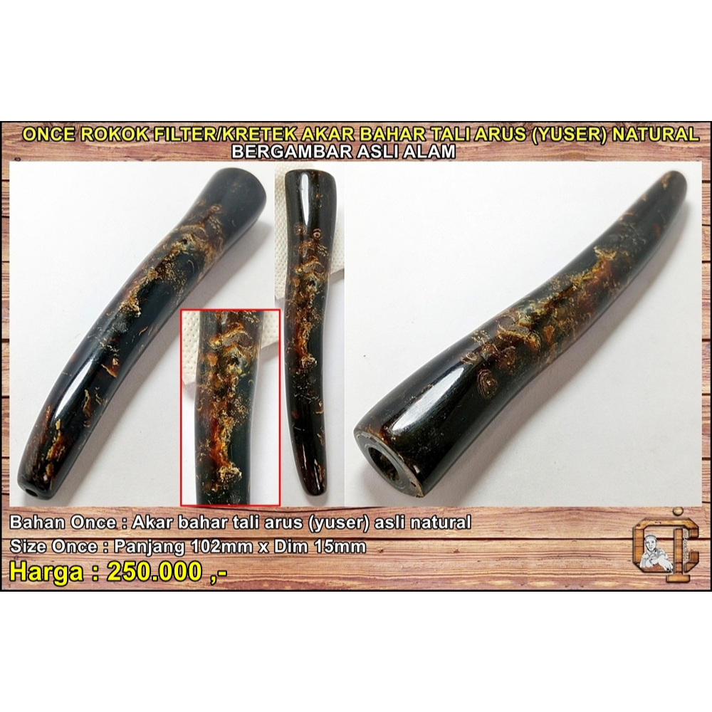 Pipa once akar bahar tali arus asli alami antik langka.