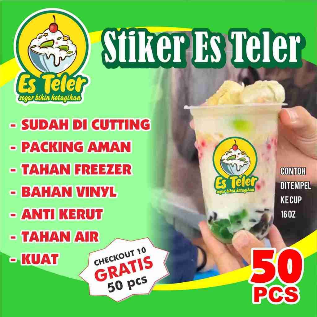 

stiker es teler label cup botol anti air bahan VINYL 50 pcs