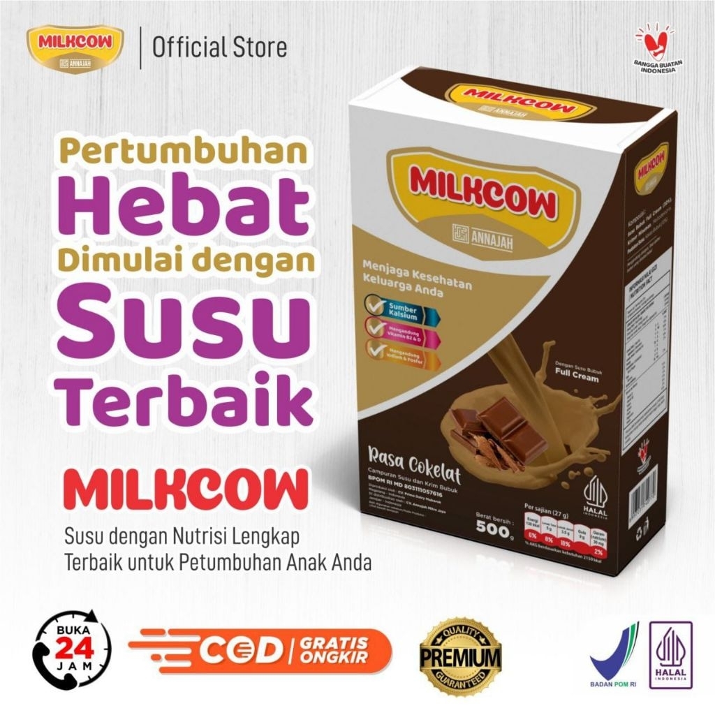 

Milkcow Susu Sapi Protein Penggemuk Badan Penambah Nafsu Makan Anak Remaja Original BPOM 500 Gram